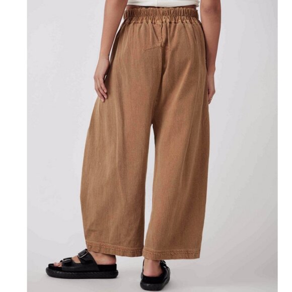 NWT Free People Cool Harbor Wide Leg Pants Brown Sand Sz Large - Picture 6 of 7